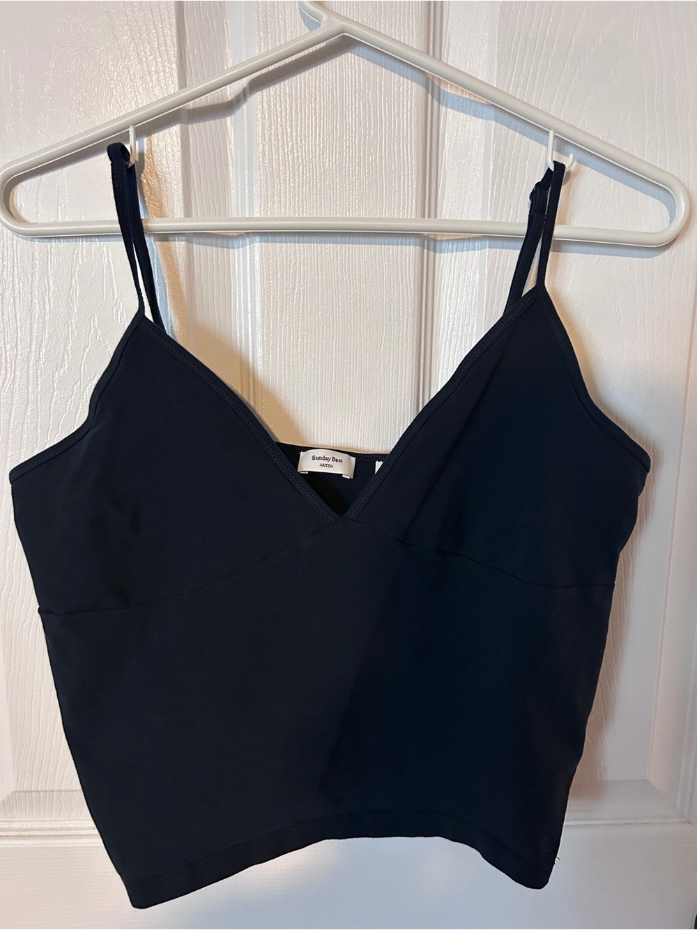 Aritzia Sunday Best Navy V-Neck Camisole with Slim Straps